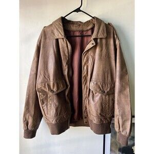 Adler Brown Bomber Jacket Men's Lined Button Zipper Point Collar Short Casual